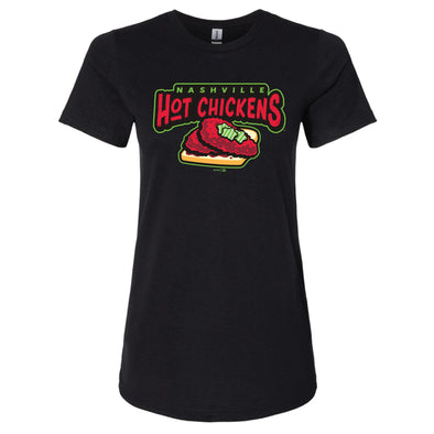 Nashville Sounds Ladies Black Softstyle Hot Chickens Primary Logo Tee