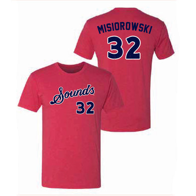 Nashville Sounds 108 Stitches Red Jacob Misiorowski Jersey Tee