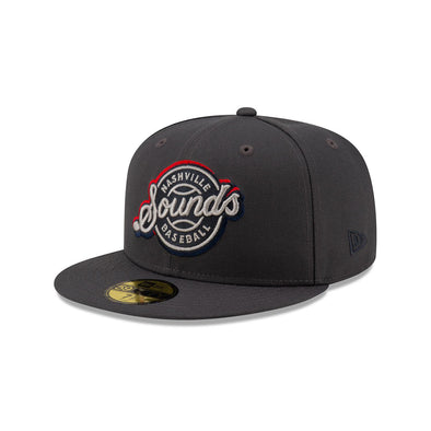 Nashville Sounds New Era 5950 Dark Graphite Lockup Logo Hat