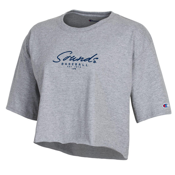 Nashville Sounds Women's Champion Oxford Heather Boyfriend Crop Tee