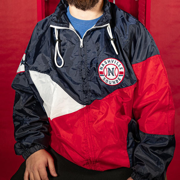 Nashville Sounds Official League Navy Red White Chute Jacket