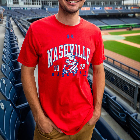 Nashville Sounds Under Armour Red Throwback Performance Cotton Tee