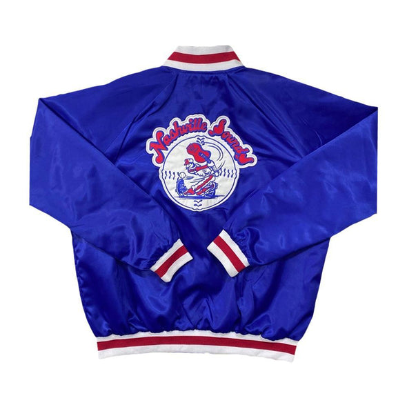 Nashville Sounds Official League Summer Satin Royal Throwback Jacket