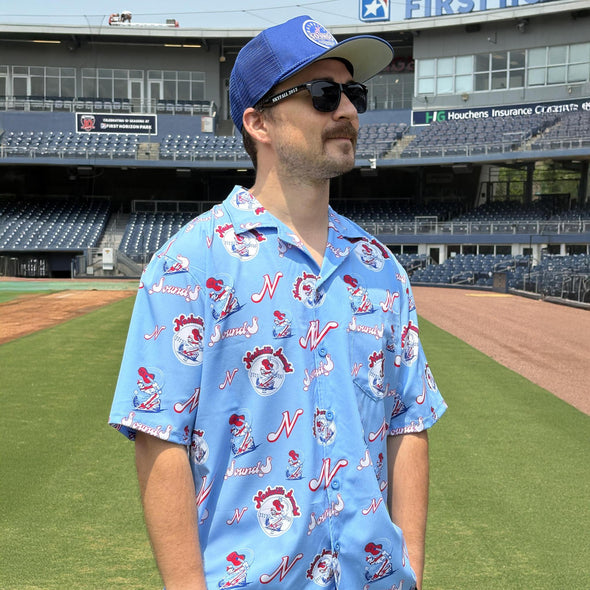 Nashville Sounds Official League Light Blue Throwback Hawaiian Shirt