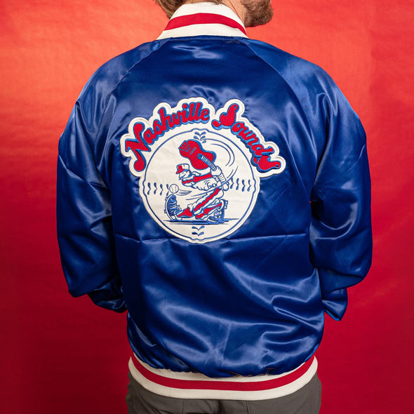 Nashville Sounds Official League Summer Satin Royal Throwback Jacket