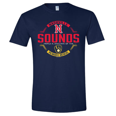 Nashville Sounds Navy Mastered Brewers Affiliate Tee