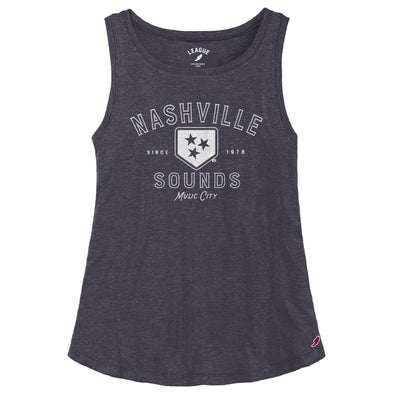 Nashville Sounds League Women's Heather Navy Tri-flex Trapeze Tank