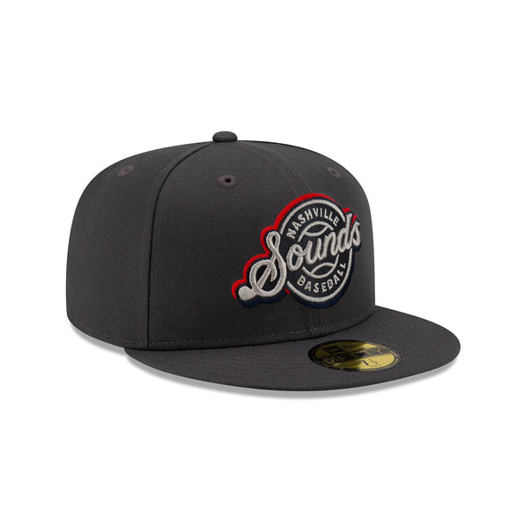 Nashville Sounds New Era 5950 Dark Graphite Lockup Logo Hat