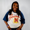 Nashville Sounds '47 Brand Women's Sandstone Atlas Blue Flare Raglan Crop Tee