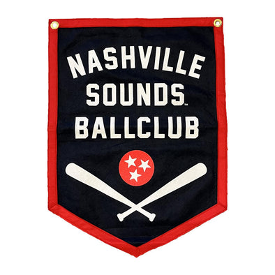 Nashville Sounds Oxford Pennant Navy and Red Camp Flag