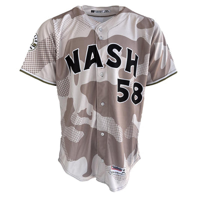 Nashville Sounds 2025 EvoShield Authentic Game Used Military Jersey