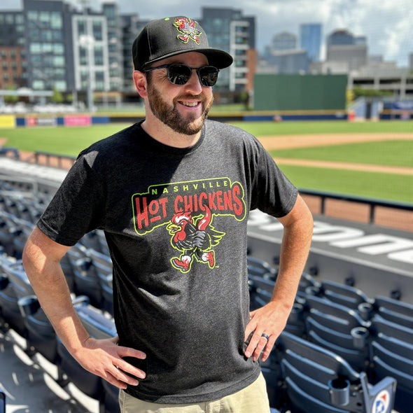 Nashville Sounds 108 Stitches Black Hot Chickens Tee