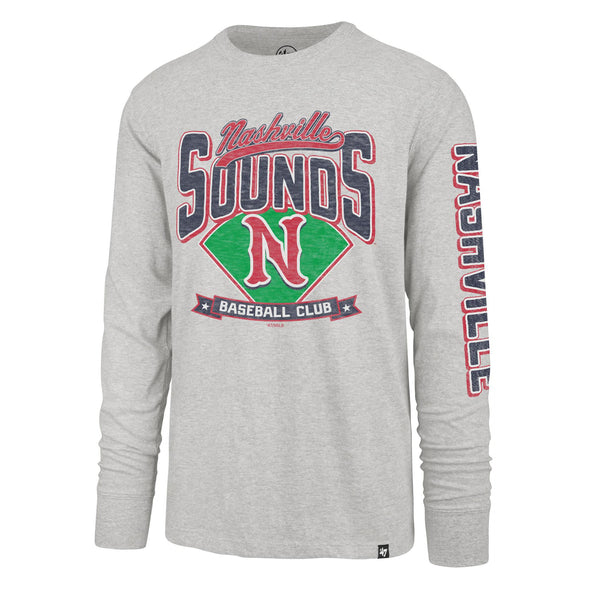 Nashville Sounds '47 Brand Relay Grey Letters Fair Ball Franklin Long Sleeve Tee