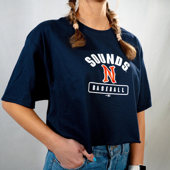 Nashville Sounds Women's Champion Navy Boyfriend Crop Tee