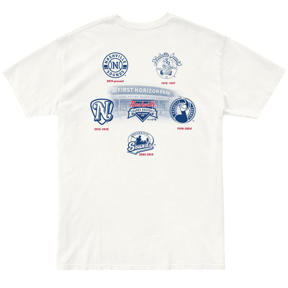 Nashville Sounds Retro Brand Vintage White Progression Tee