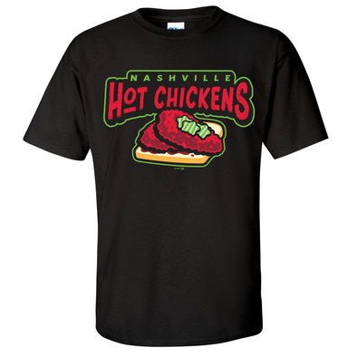 Nashville Sounds Adult Black Hot Chickens Primary Tee